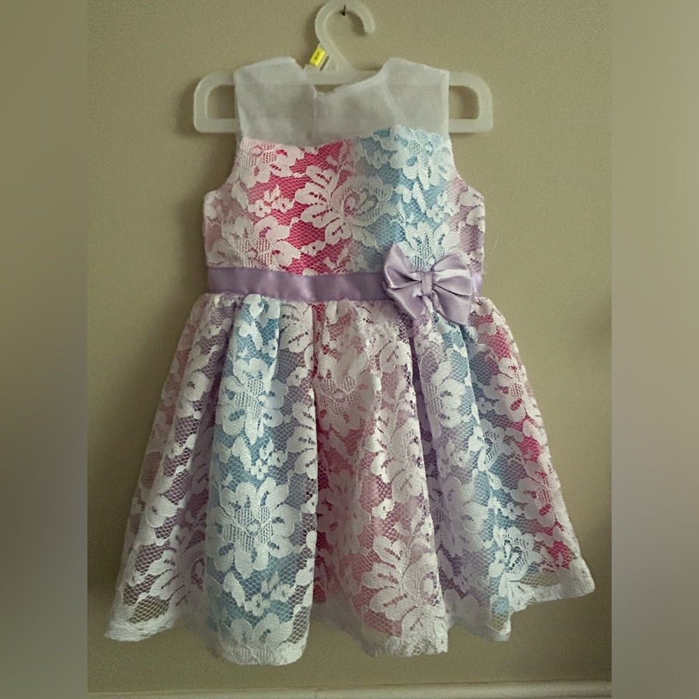 George Pink and Blue Embellished Pleated Sundress